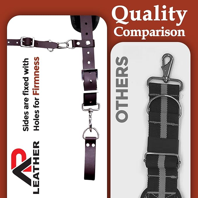 PRO-01 Leather Tool Belts for mens, Tool Belt with Suspenders, Comfort Back Support with stainless steel Buckle for Construction, Framers (Chocolate Padding, Extra Large)