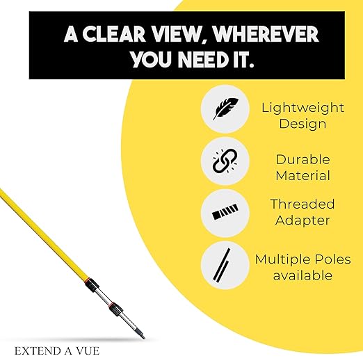 Inspection Mirror - Telescoping Heavy Duty, Lightweight & Durable, 6 ft - 18 ft Pole, 8 x 10 inch Acrylic Mirror