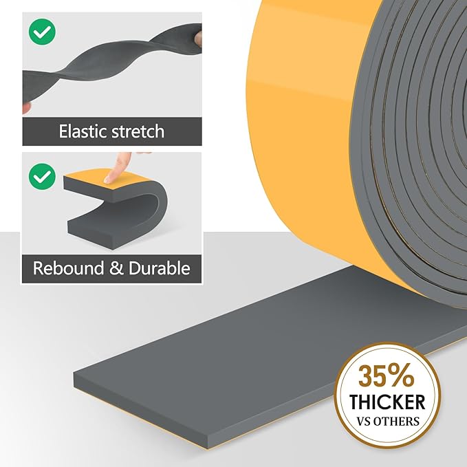 Pipe Insulation Tape, Outdoor Water Pipe Insulation Wrap, Foam Insulation Tape for Outdoor Pipes Winter Freeze Protection, Heat Tape for Water Pipes, Copper Pipes, PVC, AC Line, 4in x 15ft, Grey