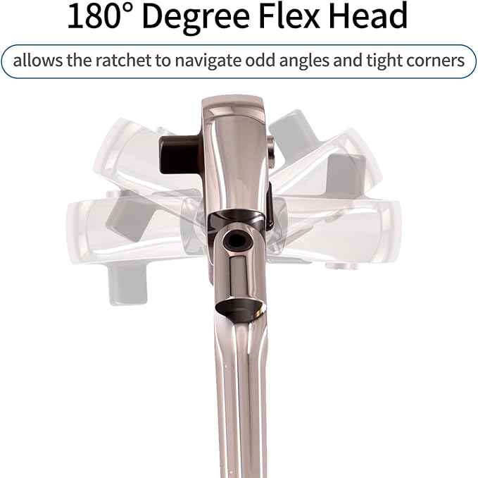 10 Piece Flex Head Ratchet Set, 1/4", 3/8" and 1/2" Drive Swivel Head Ratchet Wrench with Extension Bar and 4pc Adapter, 72-Tooth Flexible Wrench Handle with Quick-Release Reversible Design