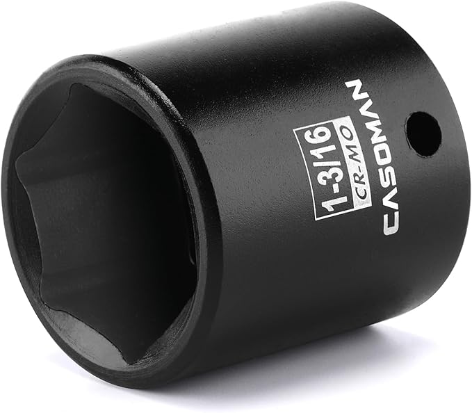CASOMAN 1/2" Drive x 1-3/16" Impact Socket, 6-Point, SAE, CR-MO