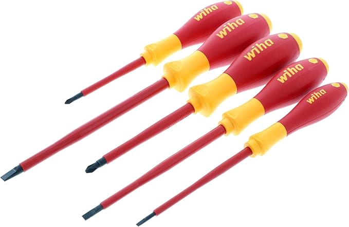 Wiha 32091 5-Piece 1000-Volt Slotted and Phillips Insulated Screwdriver Set
