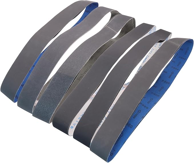 Taokyid 12 Pack 2 x 48 Inch Silicon Carbide Sanding Belts, 2 Each of 120 240 400 600 800 1000 Grits 2x48 Inch Belt Sandpaper For Knife Sharpening and Metalworking, 2x48 Sander Belt