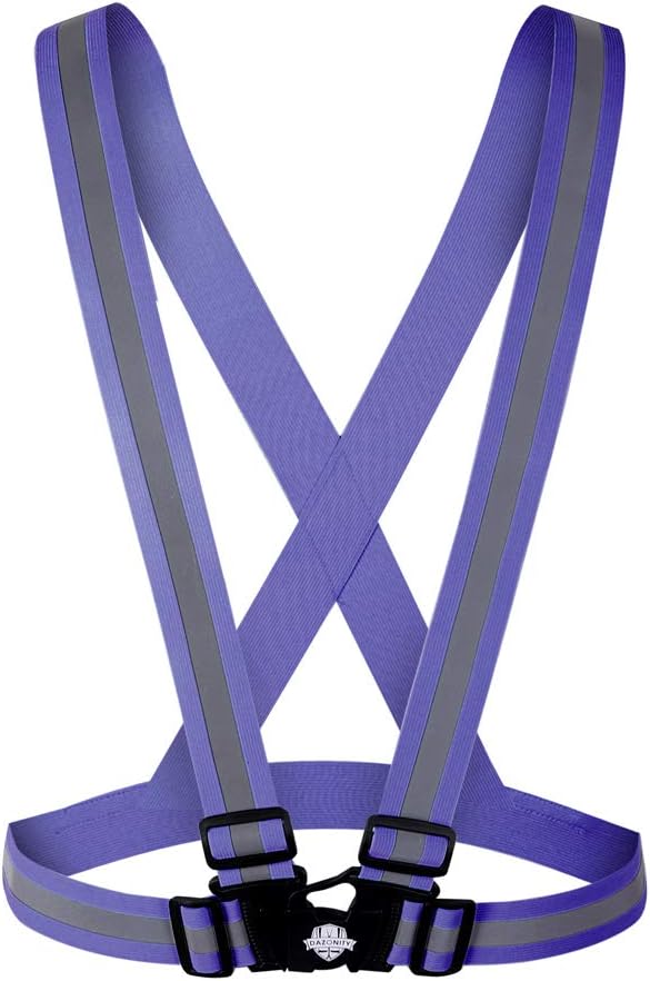 Dazonity High Visibility Safety Vest,Lightweight,Adjustable & Elastic Vest,Hi Vis Reflective Strips, Fit for Men & Women, Construction,Cycling, Runnning, Surveyor, (Blue)
