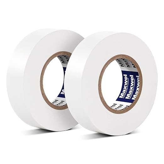 White Electrical Tape Vinyl - 3/4 Inch 65 Feet Professional Insulating PVC Electric Tape Flame Retardant Waterproof For All Weather Under 600V Home Outdoor Indoor Wire Insulation Use 2 Rolls Packed