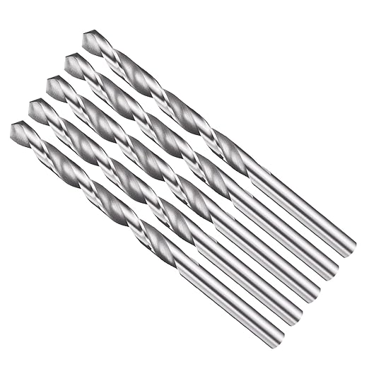 Drill Bit, 5.2mm Cutting Diameter, 4241 HSS 118° Cutting Angle Uncoated Bright Versatile Jobber Bits - (Applications: for Drilling Plastic Wood Soft Metal), 5-Pieces