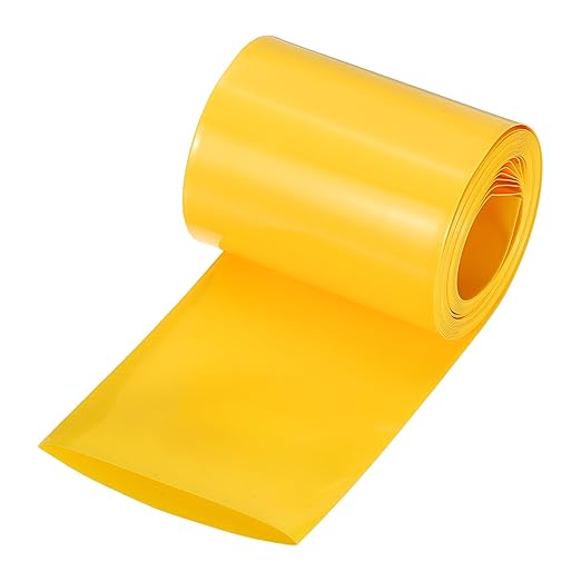 MECCANIXITY Battery Wrap PVC Heat Shrink Tubing 38mm Dia 60mm Flat 10 Feet(3meters) Yellow Good Insulation for Battery Pack