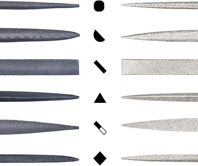 KALIM 2 Sets Carbon Steel File and Diamond File(Total 12pcs), Suitable for Metal, Wood, Jewelry, Model, DIY and Nearly All Uses, Packed in A Carry Bag.