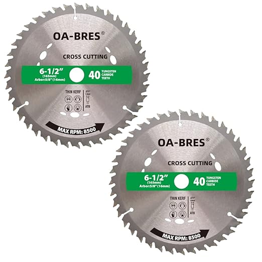 6-1/2-Inch 40-Tooth Circular Saw Blade with 5/8-Inch Arbor, TCT ATB Cross Cutting Blade for Wood Cutting (2-Pack)
