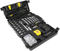 DNA MOTORING 160pcs Mechanic Tool Socket Wrench Set, SAE and Metric Socket Wrench Set, Tool Box Case for Home, Auto and Bike Repair, Yellow, TOOLS-00024