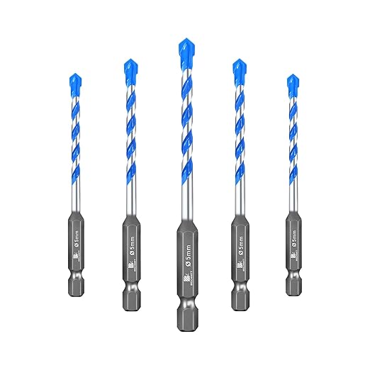 Carbide Drill Bit Set - Dry Drill Bit Set for Masonry, Concrete, Bricks, Wood, Plastic etc(5MM*5Quick-fit Shank)