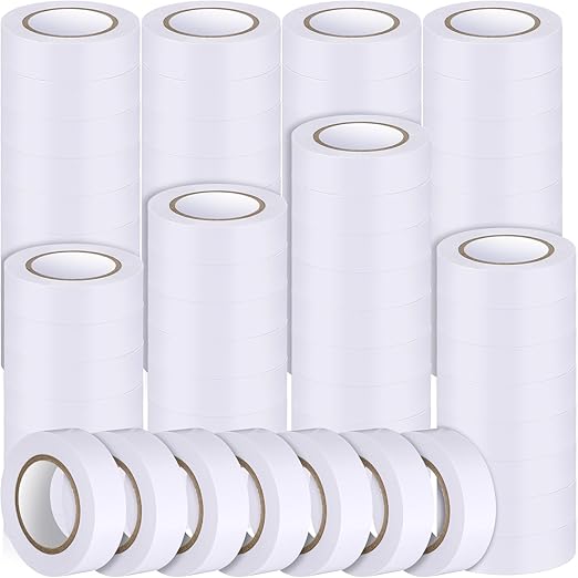 Qilery 60 Pack Electrical Tape Waterproof 3/4 in x 65 ft Electric Wire Tape for Any Weather Under 600v Home Outdoor Insulating Wire Wrapping(White)