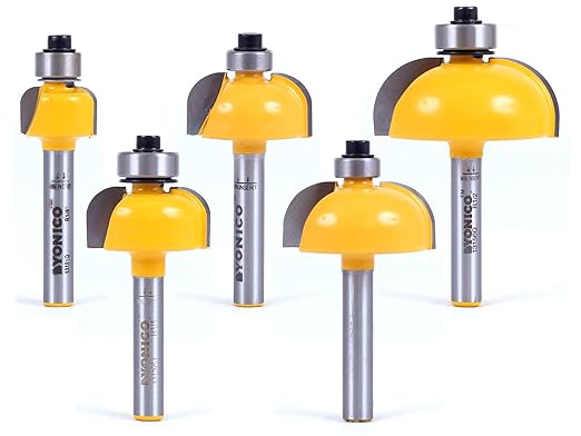 YONICO Router Bits Edge Forming Cove Set 5 Bit 1/4-Inch Shank 13522q