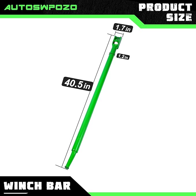 Winch Bar, Combination Winch Bars with Square Head for Flatbed Trailer Winches and Trucks, Painted Carbon-Steel Construction Winch Bar with No-Slip Handle, 1 Pack (Green)