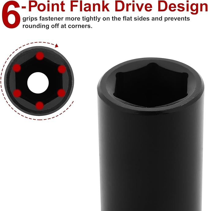 CASOMAN 1/2-Inch Drive x 21mm Deep Impact Socket, 6-Point, Metric, CR-MO