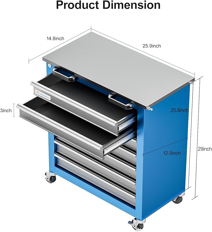 Tool Chest,7-Drawer Rolling Toolbox Chest,Rolling Tool Chest on Wheels with Keyed Locking System,and 4 Foot Pad,Tool Chet can be Combined Cabinet Set with 5-Drawer Tool Chest,for Garage
