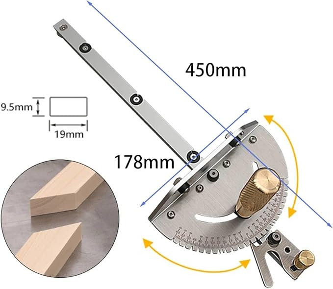 Premium Miter Gauge, 27 Angle Stops for Table Saws, Router Tables, Band Saw and Woodworking Tools (Sliver)