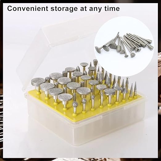CNQLIS 50 Pcs Diamond Burr Set Coated Grinding Stone Carving Bits, Diamond Bits for Dremel Rotary Tools