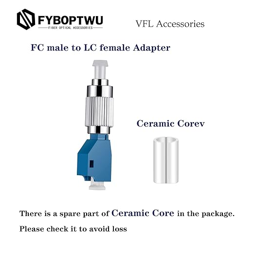 2pcs Fiber OpticVisual Fault Locator Fiber Optic Cable Tester with 1pc Singlemode 9/125um FC Male to LC Female Adapter, Purple Switch (Mode Number: VFL-30)