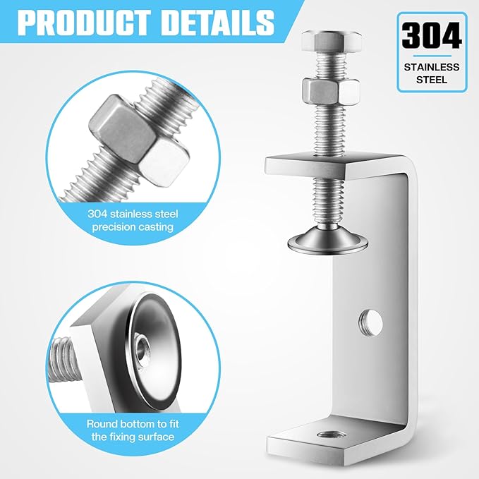 10 Pcs 304 Stainless Steel C Clamp Mini Tiger Clamp 1Inch Heavy Duty Metal U Clamps with Stable Wide Jaw Opening for Mounting Metal Working Woodworking(10 Pcs, 4 Inch)