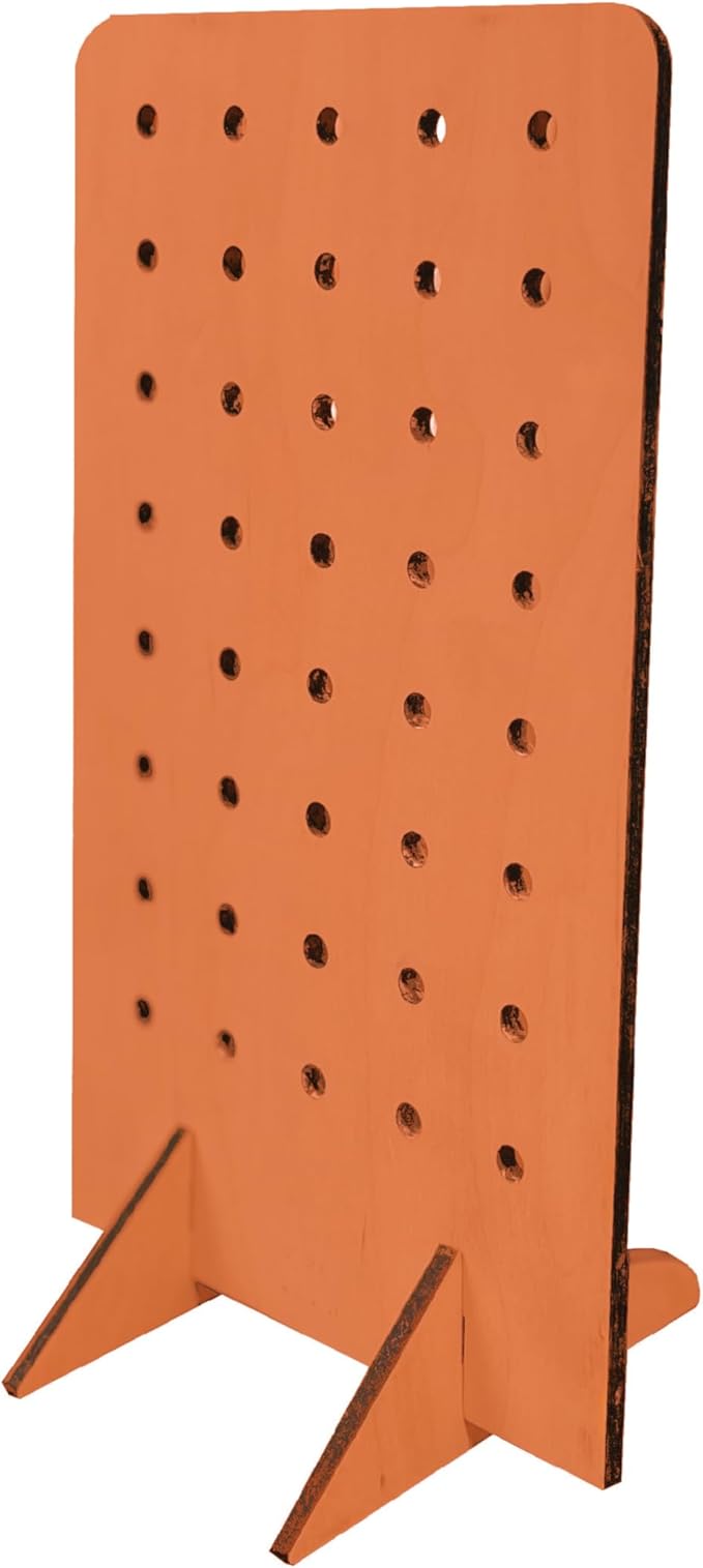 Torched Pegboard Display Stand for Jewelry, Craft Shows, Selling, Vendor Events, Tools, Peg Board Accessories Rack Organizer, Small 5.88" L x 4.3" W x 9.88" H, Orange