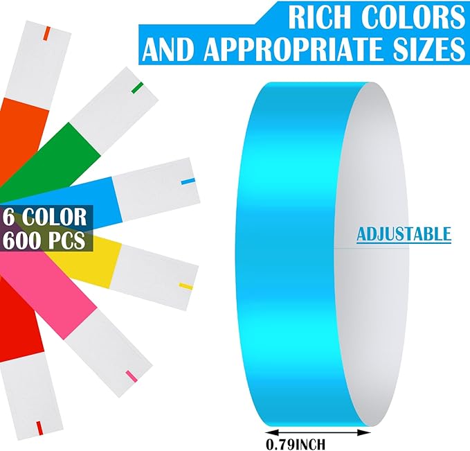 Epakh Paper Wristbands Neon Wrist Bands Waterproof Handbands for Events Lightweight Concert Wristbands Neon Colored Adhesive Wrist Band for Party