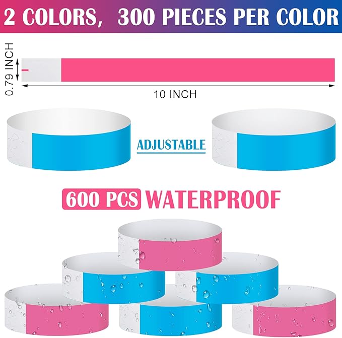 Epakh Paper Wristbands Neon Wrist Bands Waterproof Handbands for Events Lightweight Concert Wristbands Neon Colored Adhesive Wrist Band for Party