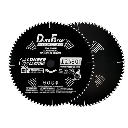 12-Inch 80-Tooth Fine Finish Professional Woodworking ATB Saw Blade with DuraGuard Anti-Stick Coating for Miter and Table Saws (DF1200SP80)