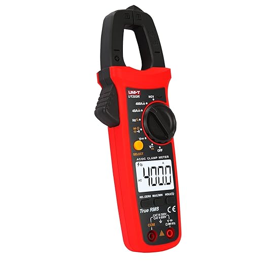 UNI-T Digital Clamp Meter UT203R AC Current True RMS Volt Amp Ohm Meter HVAC Clamp On Multimeter, Auto Ranging 4,000 Counts NCV AC DC Voltage Frequency Resistance Capacitance Continuity Diode Tester