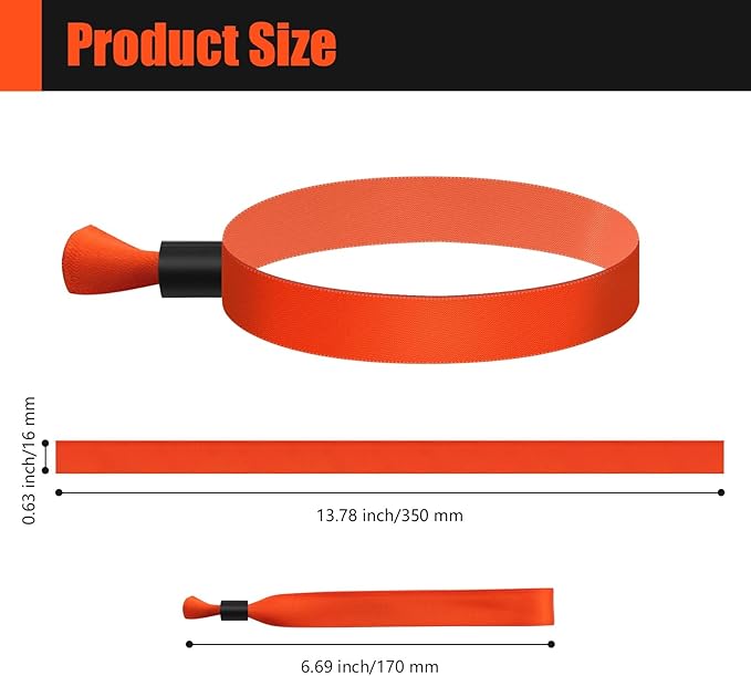 100 Pcs Cloth Wristbands, Disposable for Events, Colored Lightweight Concert Club Entrance Wrist Strap Party (Orange)