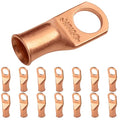 SELTERM 15pcs 1/0 AWG 1/2" Stud - UL Heavy Duty Battery Terminal Connectors, Bare Copper Battery Cable Lugs, 0 Gauge Wire Connectors, Electrical Battery Cable Ends, Ring Terminals Copper Lugs