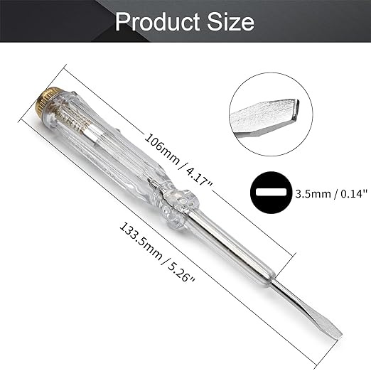 Fielect 3Pcs Tester Screwdriver, Voltage Detector Pen Light Circuit Tester Electric Test Pen Screwdriver AC/DC 100-500V