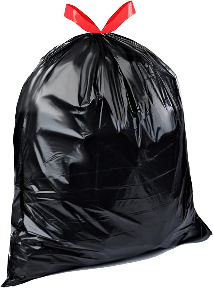 Amazon Basics Multipurpose Drawstring Trash Bags, 30 Gallon, 50 Count (Previously Solimo)