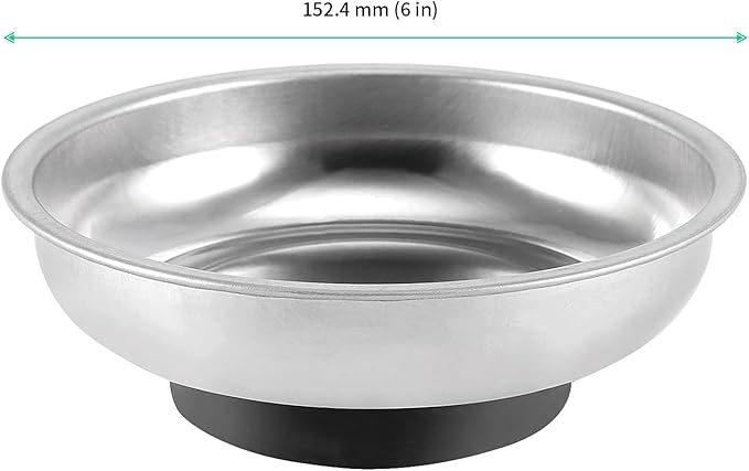 FUNSUEI 8 Packs 6 Inches Magnetic Tray, Stainless Steel Magnetic Bowl, Round Magnetic Parts Tray for Pins, Screws, Bolts, Nuts, Small Parts