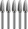 SF-5 Tungsten Carbide Burr Set Double Cut Rotary Burrs File(1/2” Cutter Dia X 1”Cutter Length) with 1/4'' (6.35mm) Shank for Die Grinder Drill Bits (Pack of 5)…