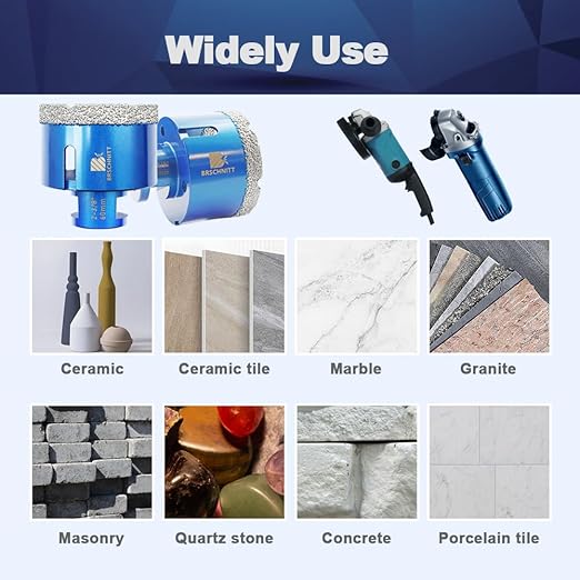2-1/2 Inch Diamond Core Drill Bit for Porcelain Tile Ceramic Marble Granite Drilling,BRSCHNITT 2pcs Vacuum Brazed Diamond Hole Saw with 5/8-11 Thread (65mm 2pcs)