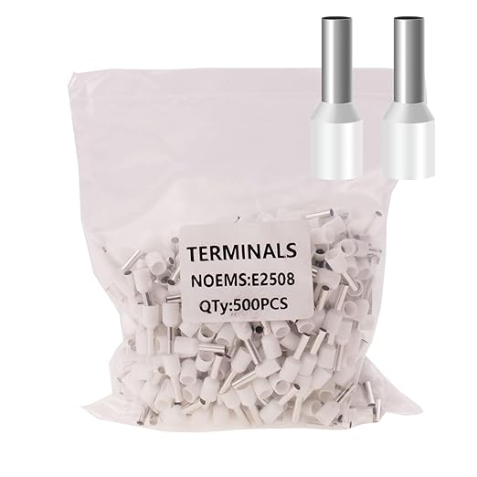 500pcs AWG14 Wire Ferrules Terminals Kit, AWG 14/2.5mm² White Terminal Connector, Wire Insulated Cord Pin Ends Terminals for Electric, Industrial, Communication Equipment,Power Control System, etc.