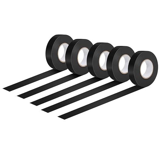 Electrical Tape, Black, 3/4 inch x 65 ft, High Temperature Electric Tape Weatherproof for Home DIY, Repairs, Electrical, Automotive and Equipment, 5-Pack (5)