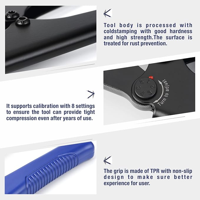 iCrimp IWS-8200A Battery Lugs and Open Barrel Connectors Crimping Tools works with Wire AWG 9-2