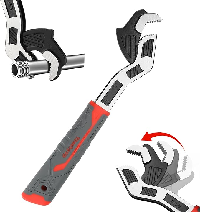 Self Adjusting Pipe Wrench Set - Multifunctional Locking 6 8 10 12 Inch Chromium Vanadium Steel Rapid Wrench for Car, Plumbing Repairs
