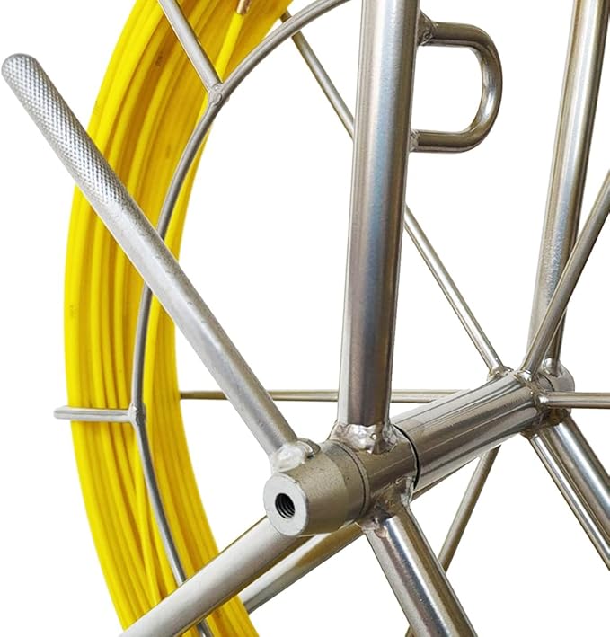 6MM 350FT Fiberglass Fish Tape Reel Wire Cable Running Rod Duct Rodder Fish Tape Cable Pulling Rod with Continuous