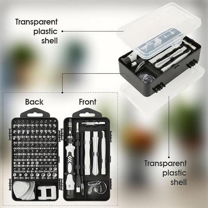 115-in-1 Precision Screwdriver Set, Mini Professional Magnetic Repair Tool Kit for small screwdrivers for mobile phones, computers, watches, laptops, Macbooks, game consoles, glasses, electronics.