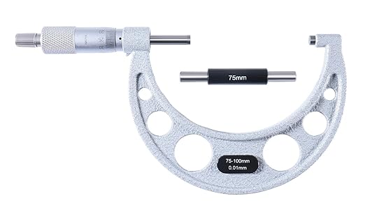 Accusize Industrial Tools 75-100mm by 0.01mm Ultra-Precision Outside Micrometer, EG00-0100