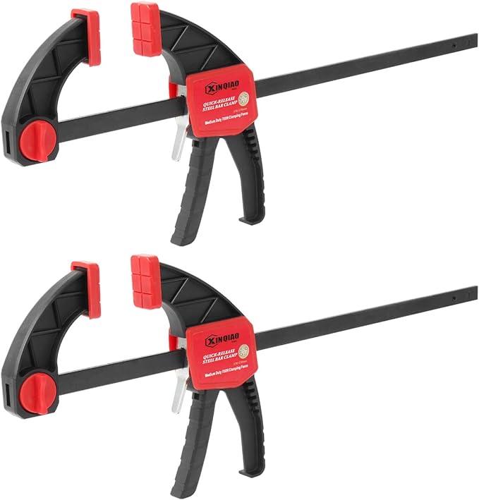 XINQIAO Bar Clamps for Woodworking 12 Inch (2) Wood Clamps Set, One-Handed Spreader with 150 LBS for Stable and Reliable Fixing Solutions