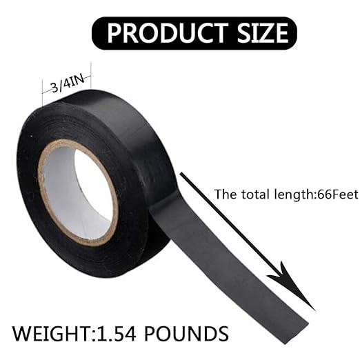 QILIMA Black Electrical Tape, 3/4 in x 66ft, Industrial Grade Electrical Tape Electric Super Vinyl,10-Pack