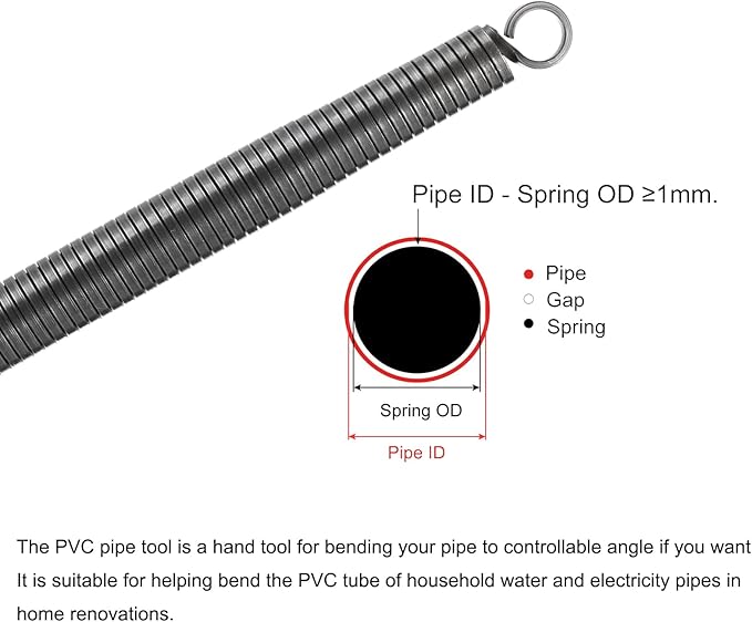 MECCANIXITY Spring Tube Bender OD 20 mm/0.8" Steel Spring Pipe Bending Tubes 520 mm/20.5" Long for 3/4" PVC Pipe(ID 21 mm) Home Renovations, Electrician Wiring Bending Pipe