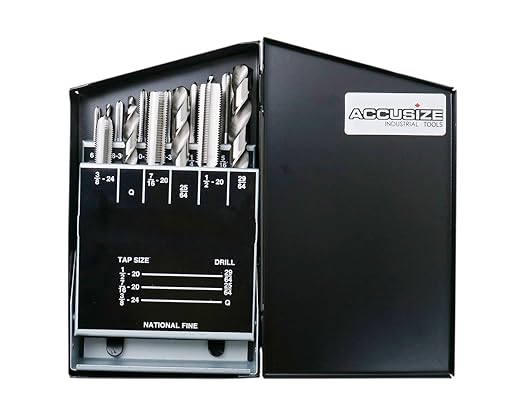 Accusize Industrial Tools U.N.F. 18 Pc H.S.S. Tap and Drill Set, 0001-0050