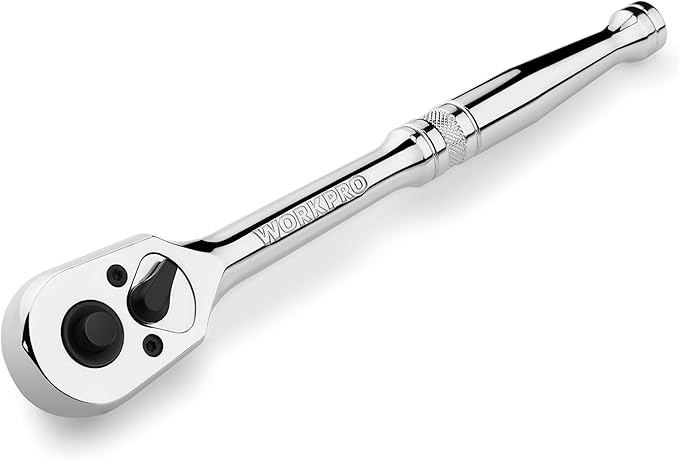 WORKPRO 1/2-Inch Drive Ratchet, Quick-Release Reversible Ratchet Wrench, 72-Tooth 1/2 Drive Ratchet Handle, Chrome Alloy Made, Cr-Mo Head, Full Polished