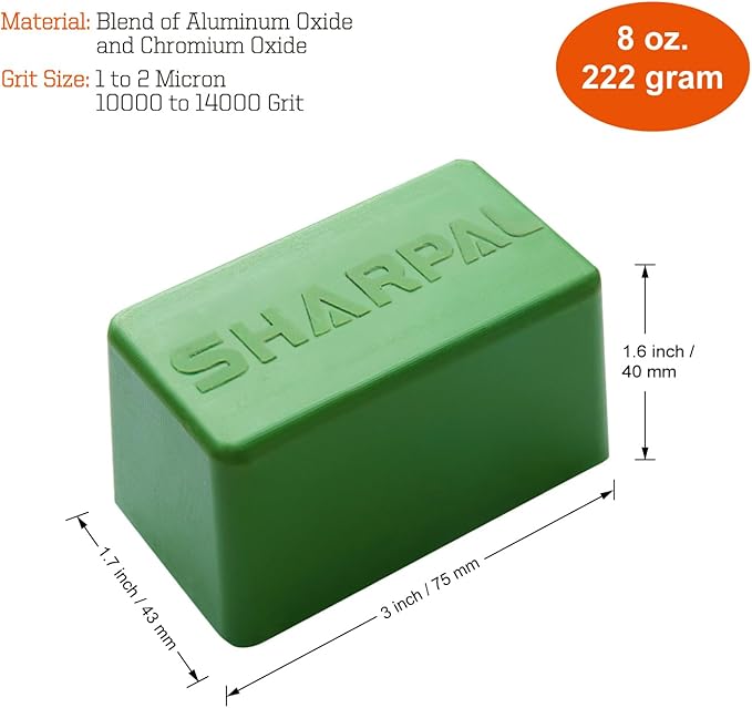 SHARPAL 209H 222g / 8 Oz. Polishing Compound Fine Green Buffing Compound, Leather Strop Sharpening Stropping Compound
