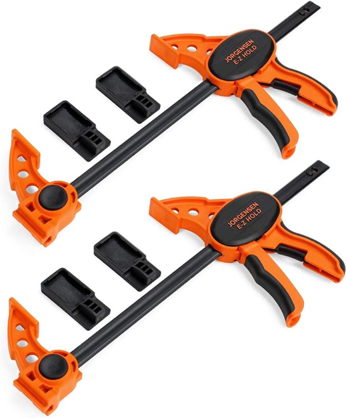 JORGENSEN 2-pack Ratchet Bar Clamps Set, Medium Duty, 12-inch One Hand Clamp, E-Z Hold Expandable Spreader